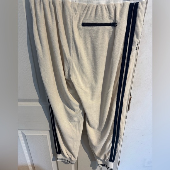 Faherty Richie Jogger Pants CREAM w/ NAVY BLUE Stripes Large - Picture 8 of 14
